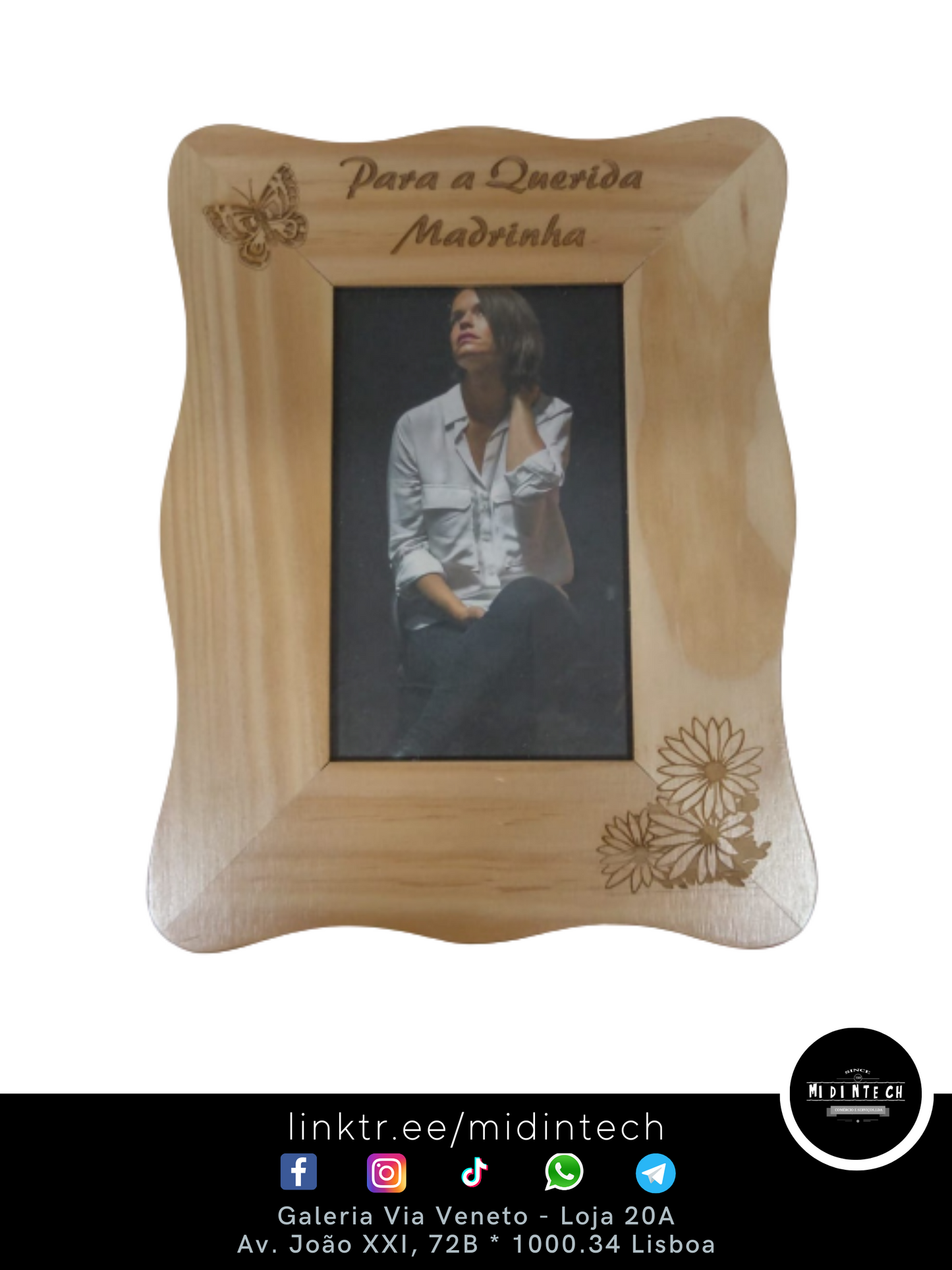 510EOV | Moldura 10x15 Escura, Ondulada na Vertical "Madrinha-1"