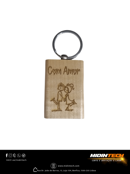 6001 | Porta-Chaves Retangular em Pinho #Amor-2