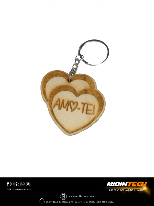 6027 | Porta-Chaves Duplo Coração em Choupo #Amor-1