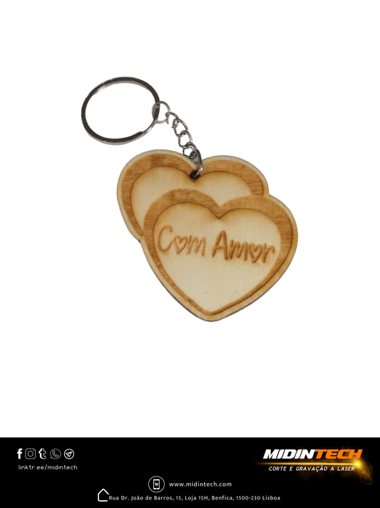 6027 | Porta-Chaves Duplo Coração em Choupo #Amor-2