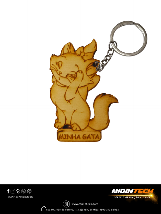 6040 | Porta-Chaves Gatinha em Choupo #Amor-1
